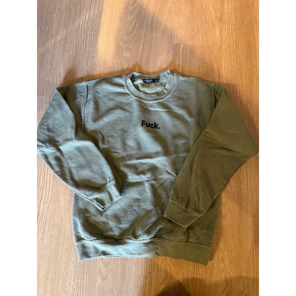 Nasty Gal "F***" Crewneck Sweatshirt in Olive Green